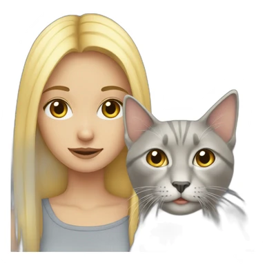 blonde girl with a grey cat sticker