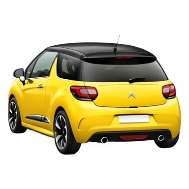 Yellow car Citroen DS3 with black roof sticker
