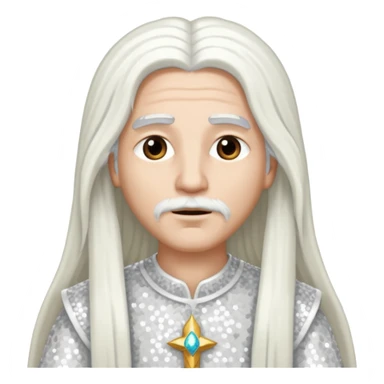 God from The Bible with long white hair, white sequin outfit sticker