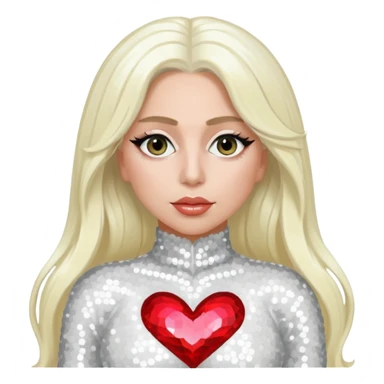 Lady Gaga with long platinum blonde hair, white sequin outfit sticker