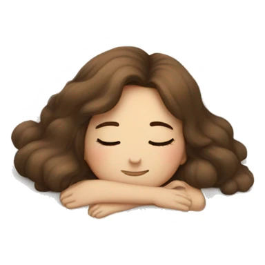 white skin long brown haired girl sleeping on top of pillow sticker