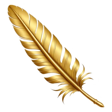 3D perspective writing premium golden ink feather sticker