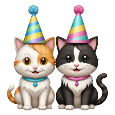 2 happy cats wearing party hats sticker