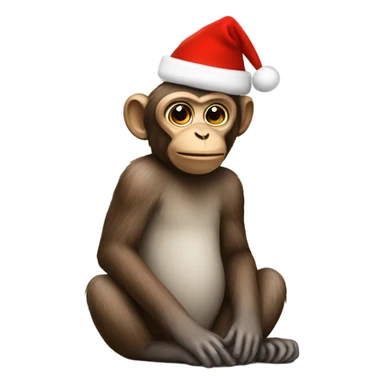 Sitting monkey wearing a Christmas hat  sticker