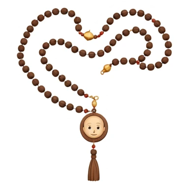 monk necklace object icon, wooden prayer beads with simple pendant, spiritual minimal design, natural wood texture, subtle sacred aura, 3D cartoon style, mobile game icon style, centered, clean background, no text, no watermark
 sticker