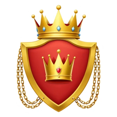 red flag with a crown over a shield formed with a yellow chains sticker