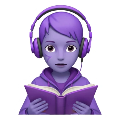 purple open written in journal with purple headphones on top sticker