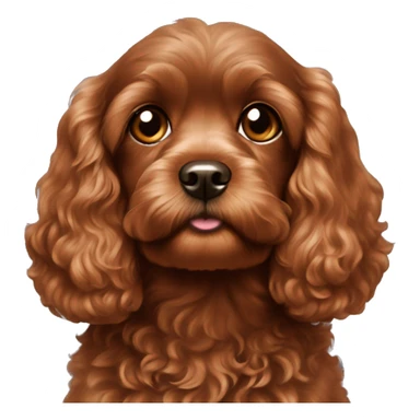 Very Dark copper tone Cavapoo with cute puppy eyes sticker