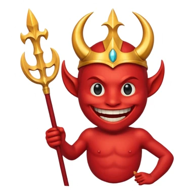 A red demon smiley face holding a trident and it looks like this (😈) but red and holds a golden trident sticker