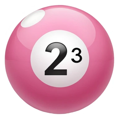 pink billiard ball with the number 23 inside a white circle sticker