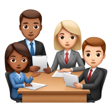 business team sharing documents at office meeting table sticker