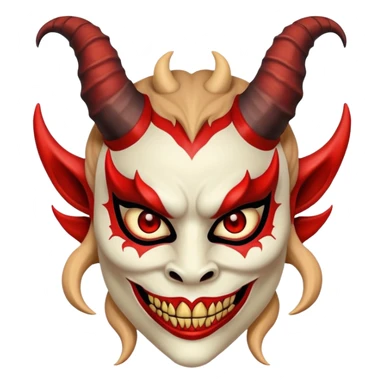 woman wearing a scary demon mask with horns sticker