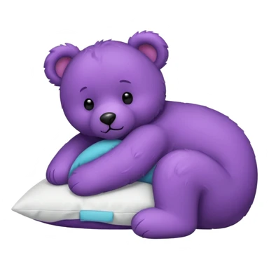 Purple teddy bear sleeping on a white pillow  sticker