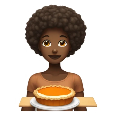 Black girl with short Afro eating a slice of pumpkin pie sticker
