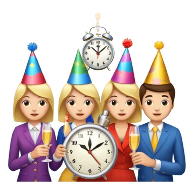 party, alarm clock, sunset sticker