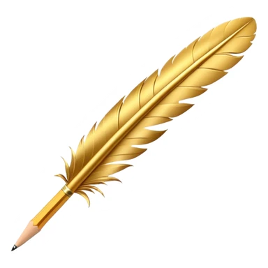 3D perspective Premium golden feather pencil sticker