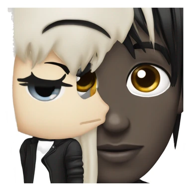  emo guy black hair black eyeliner bangs kiss with whit girl black hair sticker