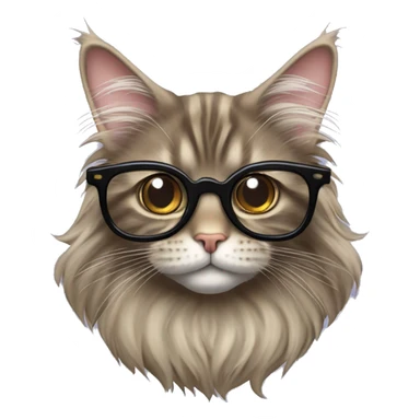 maine coon cat with harry potter style glasses sticker
