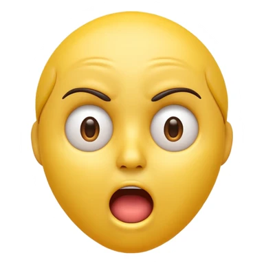 A 3D glossy yellow emoji of a shocked horrified face, with mouth and eyes are wide open, eyebrows  raised, and hands against their face, black background, high quality, soft studio lighting sticker