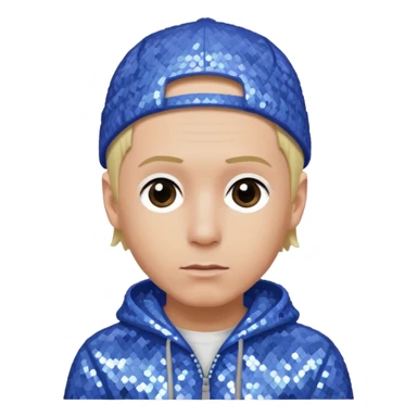 Eminem with blonde hair, periwinkle sequin outfit  sticker