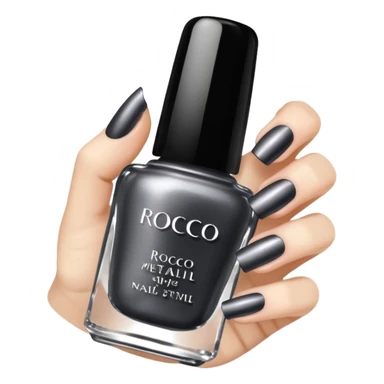 Dark grey metallic rococo style nail polish    sticker