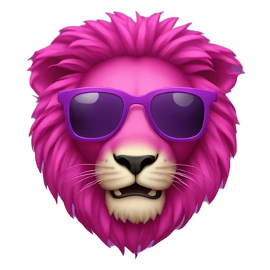 Fuchsia purple lion with sunglasses  sticker