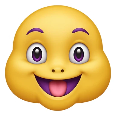 "A mischievous yellow emoji face with a sly, tilted smile, slanted eyebrows, and its tongue playfully sticking out to the side. The background is a deep purple. The expression looks naughty, teasing, and a little cheeky." sticker