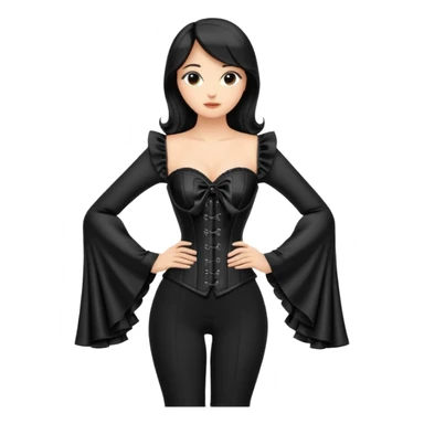 Black corset top with long bell sleeves  sticker