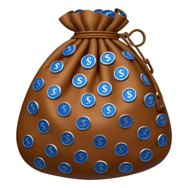 brown money bag of blue coins sticker