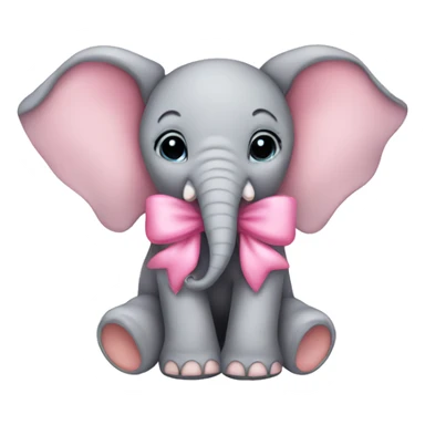 elephant baby pink bow sticker