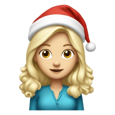 White blond girl as santa claus With hat  sticker