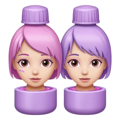 tubes of pastel pink and pastel lilac hair dye, with caps off sticker