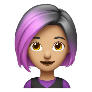 A woman with pink and white hair wearing a purple shirt and black pants sticker