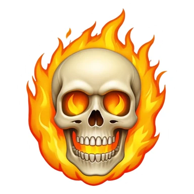 Combine the iPhone skull emoji and the fire emoji sticker