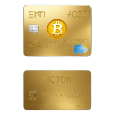 golden creditcard with bitcoin logo sticker