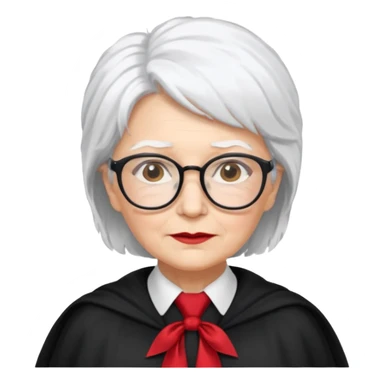 An older woman with glasses and white hair, in a red tie and black cape (might resemble Professor McGonagall). sticker