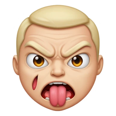 angry face with tongue sticking out sticker