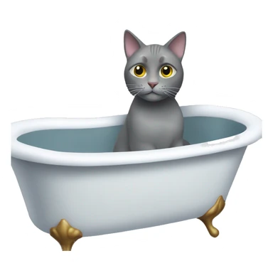 grey cat in a white bathtub sticker