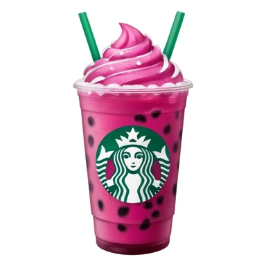 Starbucks dark pink dragonfruit refresher. no pink cream on top. starbucks logo. sticker