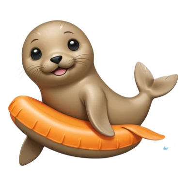 A cute seal pup with floaties on both flippers, kicking excitedly near lane markers. sticker