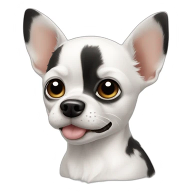 Chihuahua blanc et noir poilu avec des taches noires  sticker