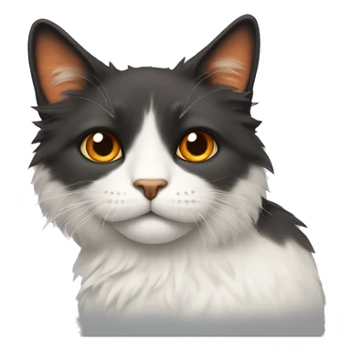 Fluffy Cat with half black face and half orange face sticker