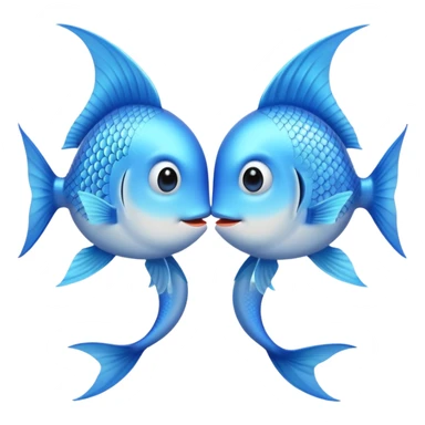 two cuty pale blue fishes kissing sticker