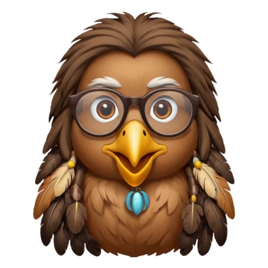 long hair bird with glasses sticker