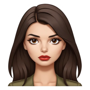 Emily Ratajkowski, brunette fashion model with long dark hair, pouty lips, and defined eyebrows sticker