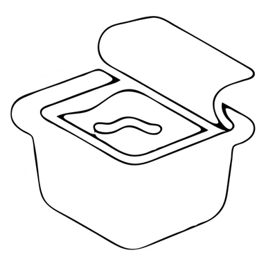 A sauce in a fast food packaging with a red background sticker