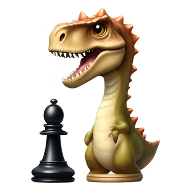 dinosaur holds a queen chess piece in its paw sticker
