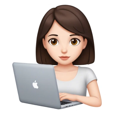 Brunette girl with laptop sticker