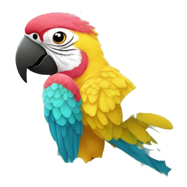 Floral flowers parrot Summer beach cyan pink mustard yellow multicoloured parrot macaw bird holding a plant vine in beak Spanish Italian Mediterranean style floral sticker