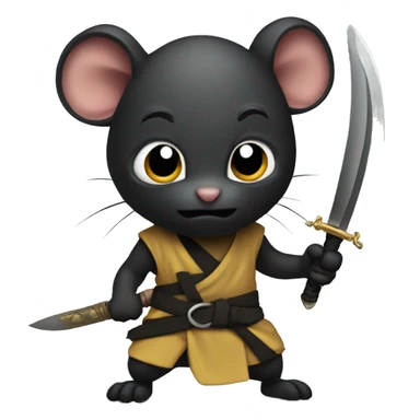 Black skin ninja rat holding a dagger sticker